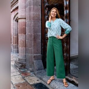 Talbots Womes Breezy Blooms Puff‎ Sleeve Smocked Blouse Feminine Bohemian XL